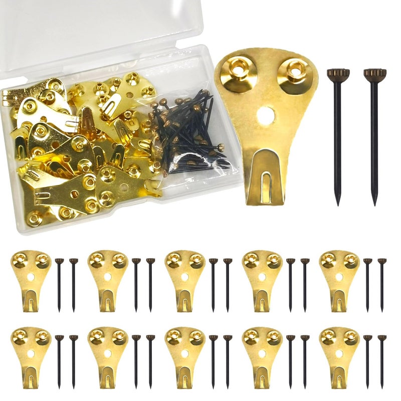 zDwfDc 20PCS 50lbs Heavy Duty Picture Hangers Picture Frame Hooks with Nails for Hanging Pictures, Clock, Mirror, Painting Hook Heavy Duty - Image 1